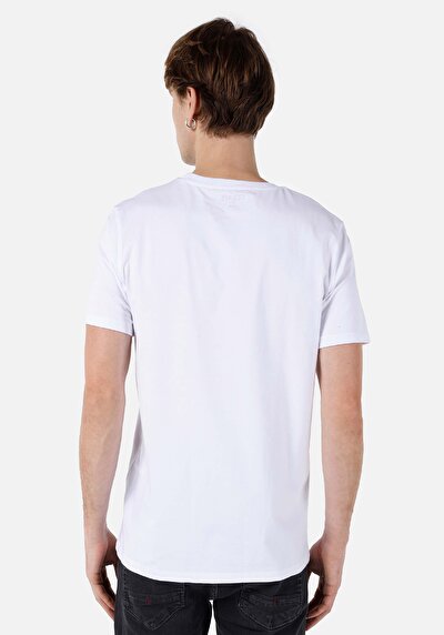 اعرض التفاصيل لـ   رقبة مستديرة مستقيم تي شيرت أبيض بأكمام قصيرة للرجال