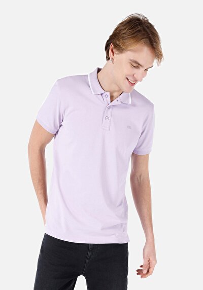 صورة من   بولو رقبة مستقيم رجالي أرجواني كم قصير تي شيرت