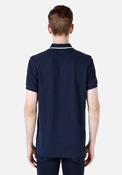 اعرض التفاصيل لـ أزرق بحري للرجال قميص بولو  كم قصير