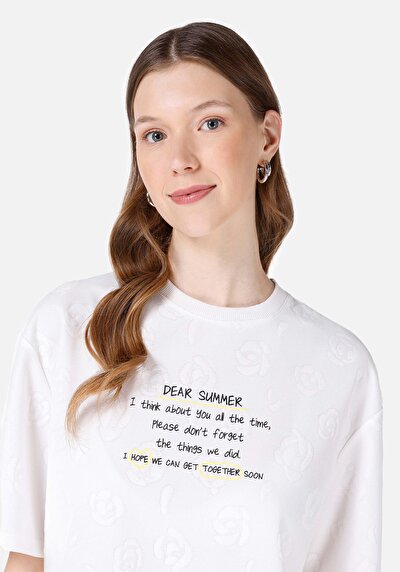 اعرض التفاصيل لـ   رقبة مستديرة نسائي أبيض بأكمام قصيرة تي شيرت