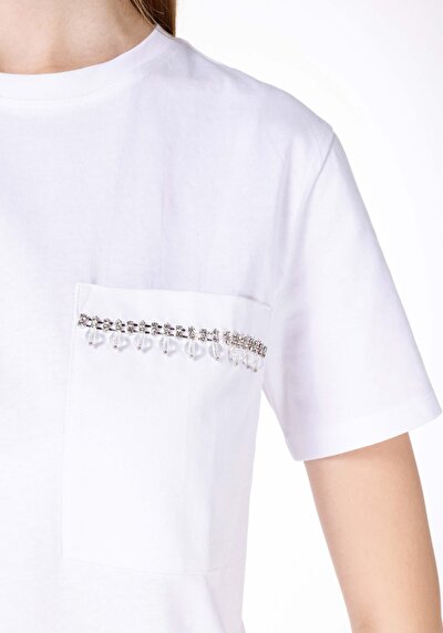 اعرض التفاصيل لـ أبيض للنساء تي شيرت بأكمام قصيرة