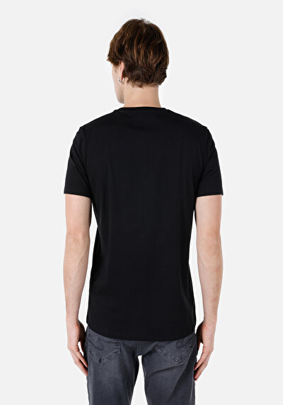 اعرض التفاصيل لـ عادي مقاس رقبة مستديرة مستقيم رجالي أسود كم قصير تي شيرت