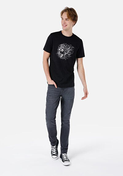 اعرض التفاصيل لـ عادي مقاس رقبة مستديرة مستقيم رجالي أسود كم قصير تي شيرت