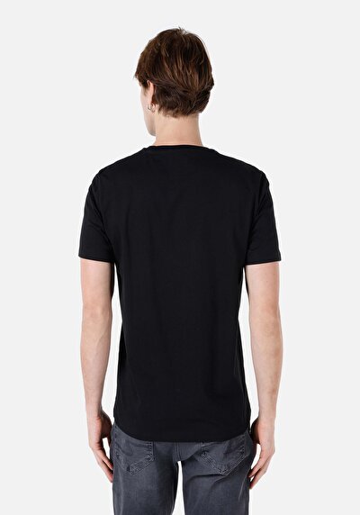 اعرض التفاصيل لـ عادي مقاس رقبة مستديرة مستقيم رجالي أسود كم قصير تي شيرت