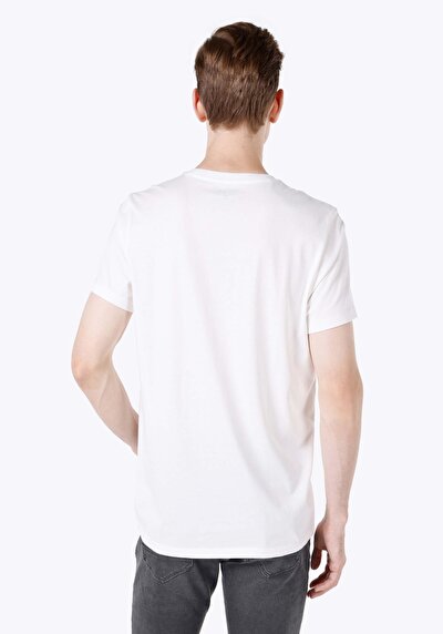 اعرض التفاصيل لـ   رقبة مستديرة مستقيم تي شيرت أبيض بأكمام قصيرة للرجال