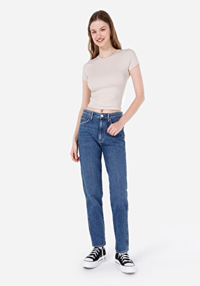 صورة من ضيق رقبة مستديرة مستقيم نسائي بيج كم قصير تي شيرت