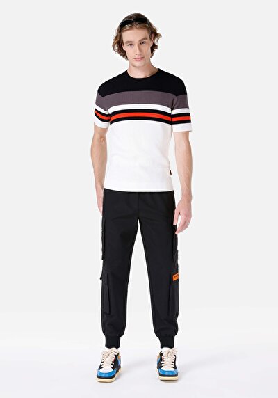 صورة من Comfort Fit متوسط الخصر مطاطي الساق البنطلون الأسود للرجال