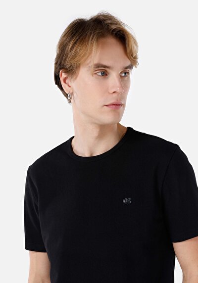 اعرض التفاصيل لـ عادي مقاس رقبة مستديرة مستقيم رجالي أسود كم قصير تي شيرت