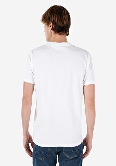 اعرض التفاصيل لـ   رقبة مستديرة مستقيم تي شيرت أبيض بأكمام قصيرة للرجال