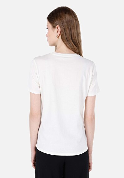اعرض التفاصيل لـ أبيض للنساء تي شيرت بأكمام قصيرة