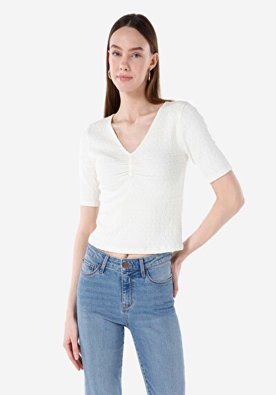 صورة من ضيق قصة الخامس جاكار نسائي أبيض بأكمام قصيرة تي شيرت