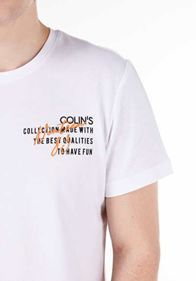 اعرض التفاصيل لـ   رقبة مستديرة مستقيم تي شيرت أبيض بأكمام قصيرة للرجال