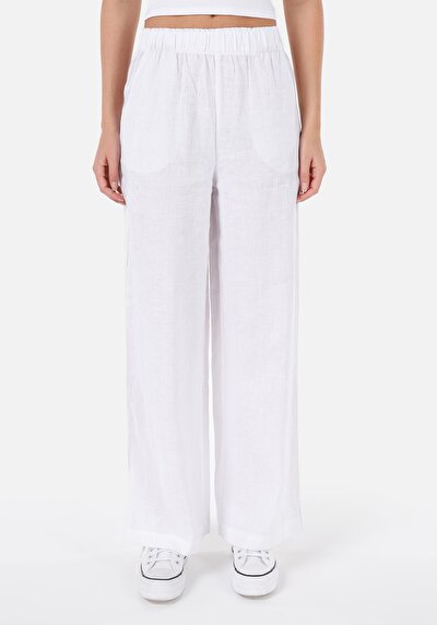 اعرض التفاصيل لـ عادي بقصة رفع الخصر ساق واسعة نسائي بنطلون أبيض