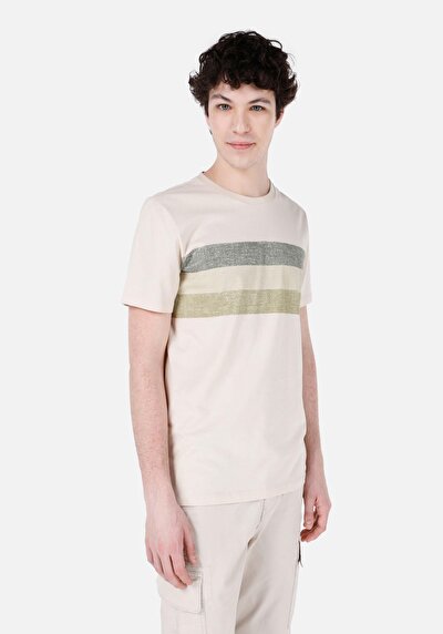 صورة من مقاس عادي رقبة مستديرة مستقيم تي شيرت رجالي بيج كم قصير