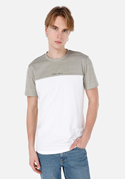 صورة من عادي مقاس رقبة مستديرة جاكار رجالي أخضر كم قصير تي شيرت