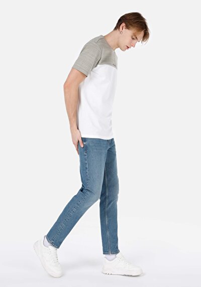 صورة من عادي مقاس رقبة مستديرة جاكار رجالي أخضر كم قصير تي شيرت