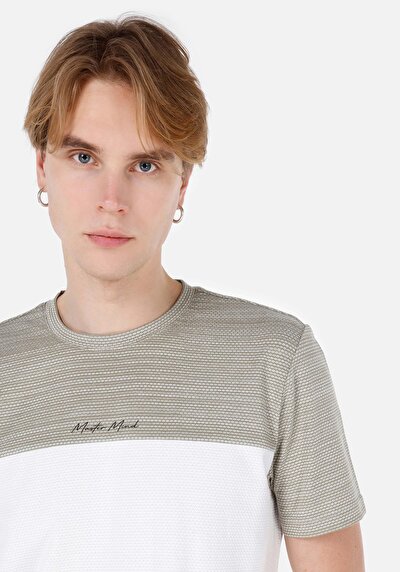 صورة من عادي مقاس رقبة مستديرة جاكار رجالي أخضر كم قصير تي شيرت