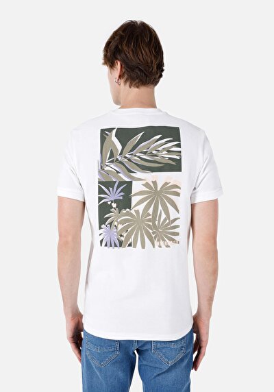 صورة من عادي قصة رقبة مستديرة رجالي أبيض كم قصير تي شيرت