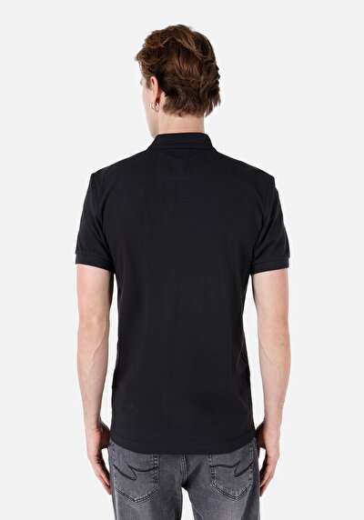 اعرض التفاصيل لـ أسود للرجال قميص بولو  كم قصير