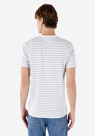 صورة من عادي قصة رقبة مستديرة رجالي أبيض كم قصير تي شيرت