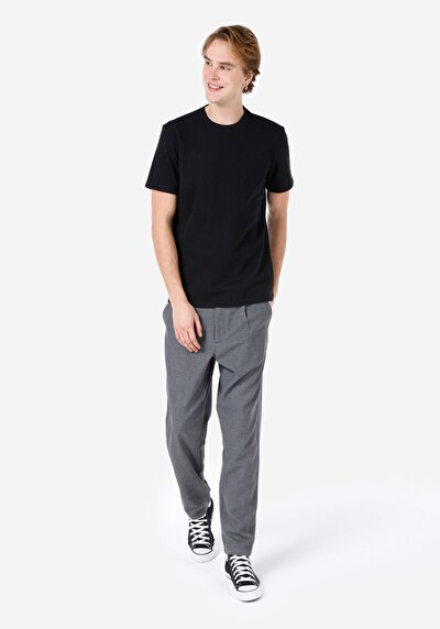 اعرض التفاصيل لـ عادي رقبة مستديرة جاكار رجالي أسود كم قصير تي شيرت