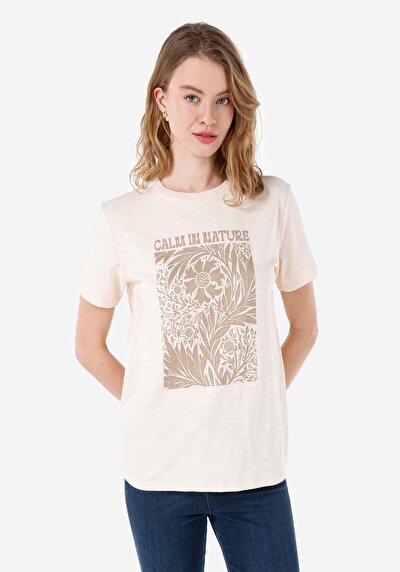 صورة من   رقبة مستديرة نسائي إيكرو كم قصير تي شيرت