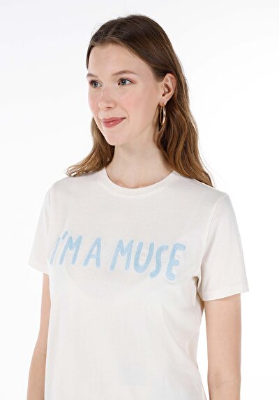 اعرض التفاصيل لـ   رقبة مستديرة نسائي أبيض بأكمام قصيرة تي شيرت