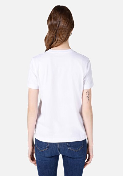 اعرض التفاصيل لـ   رقبة مستديرة نسائي أبيض بأكمام قصيرة تي شيرت