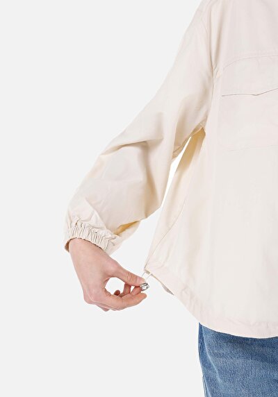 اعرض التفاصيل لـ قميص عادي رقبة مستقيم قميص نسائي Ecru كم طويل