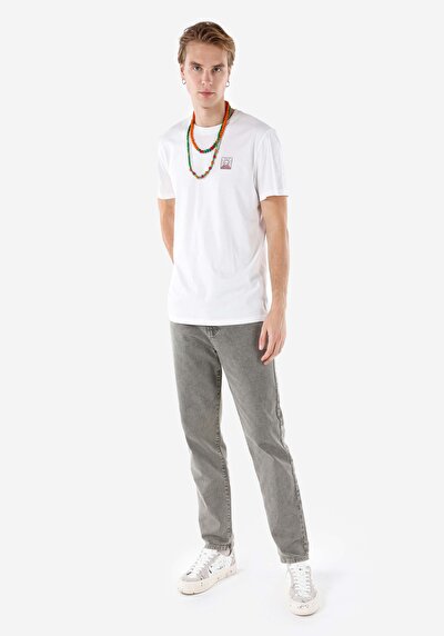 اعرض التفاصيل لـ كومفورت فيت رقبة مستديرة مستقيم تي شيرت رجالي أبيض بأكمام قصيرة