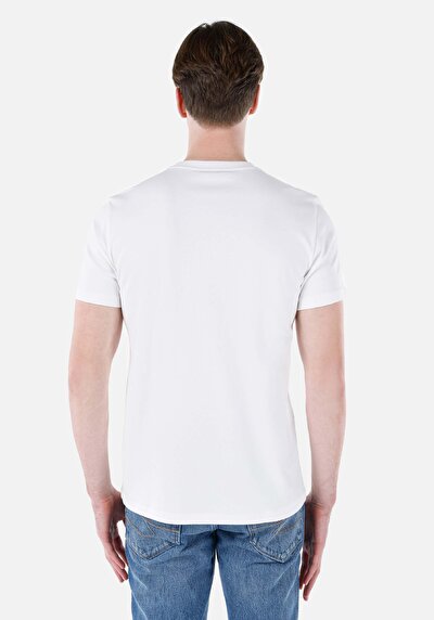 صورة من عادي قصة رقبة مستديرة رجالي أبيض كم قصير تي شيرت