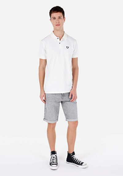 صورة من بولو الرقبة مستقيم رجالي أبيض كم قصير تي شيرت