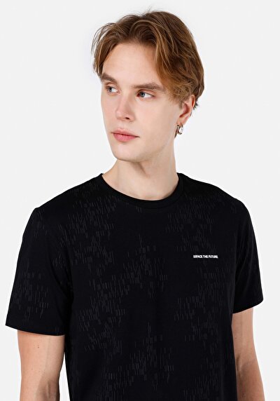 اعرض التفاصيل لـ عادي مقاس رقبة مستديرة مستقيم رجالي أسود كم قصير تي شيرت