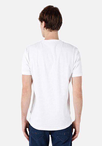 اعرض التفاصيل لـ   رقبة مستديرة جاكار رجالي أبيض كم قصير تي شيرت