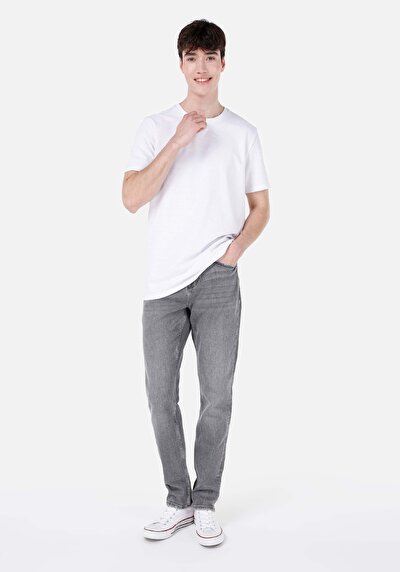 صورة من رقبة مستديرة جاكار رجالي أبيض كم قصير تي شيرت