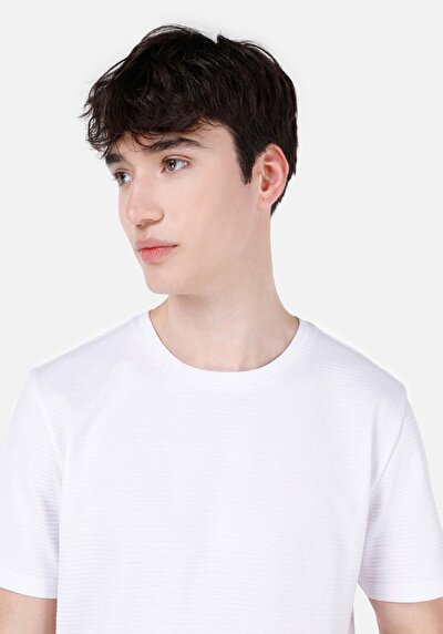 اعرض التفاصيل لـ   رقبة مستديرة جاكار رجالي أبيض كم قصير تي شيرت