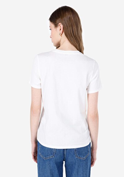 اعرض التفاصيل لـ   رقبة مستديرة مطبوعة نسائية أبيض قصيرة أكمام تي شيرت