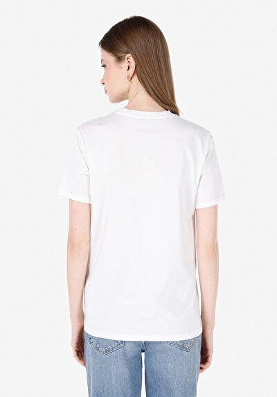 اعرض التفاصيل لـ   رقبة مستديرة مطبوعة نسائية أبيض قصيرة أكمام تي شيرت