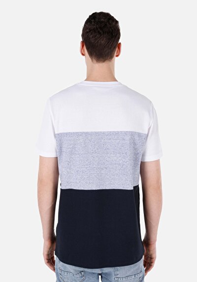 اعرض التفاصيل لـ   رقبة مستديرة مستقيم رجالي أزرق كحلي كم قصير تي شيرت