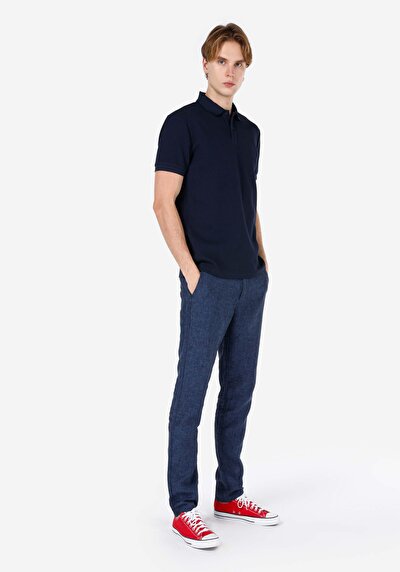 اعرض التفاصيل لـ عادي بولو رقبة مستقيم رجالي أزرق كحلي كم قصير تي شيرت