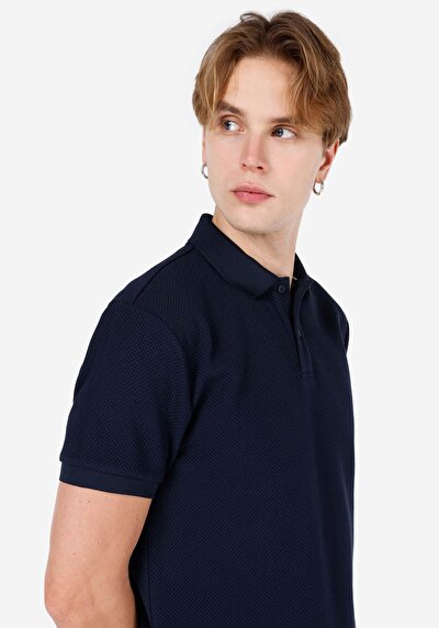 اعرض التفاصيل لـ عادي بولو رقبة مستقيم رجالي أزرق كحلي كم قصير تي شيرت