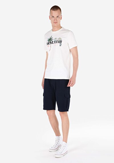 اعرض التفاصيل لـ   رقبة مستديرة مستقيم تي شيرت أبيض بأكمام قصيرة للرجال