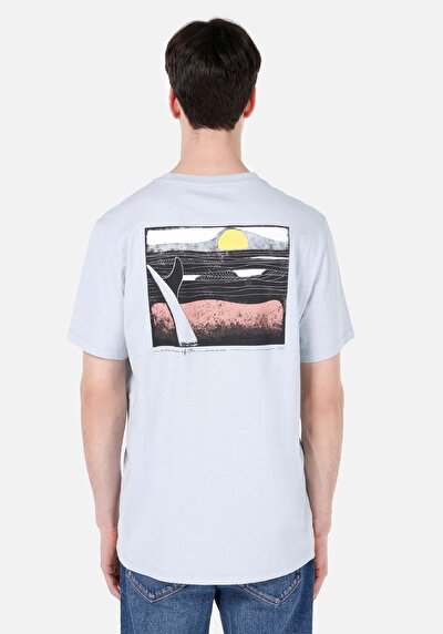 اعرض التفاصيل لـ   رقبة مستديرة مستقيم رجالي أزرق كم قصير تي شيرت