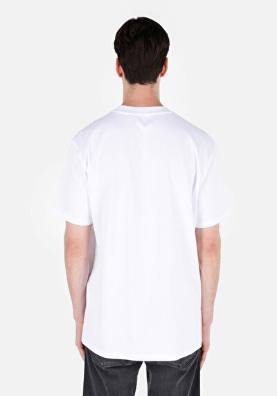 صورة من كومفورت فيت رقبة مستديرة مستقيم تي شيرت رجالي أبيض بأكمام قصيرة