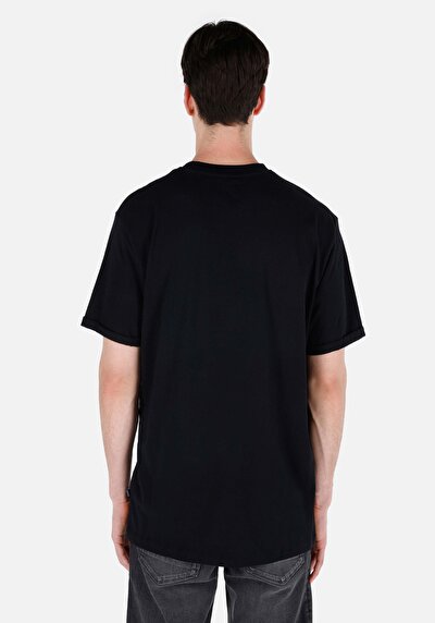 اعرض التفاصيل لـ كومفورت فيت رقبة مستديرة مستقيم رجالي أسود كم قصير تي شيرت