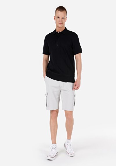 صورة من ضيق الخصر مستقيم شورت رجالي رمادي