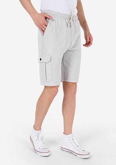 صورة من ضيق الخصر مستقيم شورت رجالي رمادي