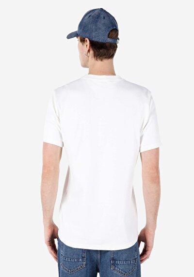 اعرض التفاصيل لـ   رقبة مستديرة مستقيم تي شيرت أبيض بأكمام قصيرة للرجال