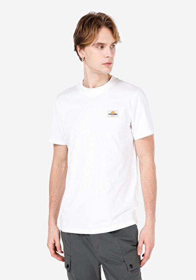 صورة من   رقبة مستديرة مستقيم تي شيرت أبيض بأكمام قصيرة للرجال