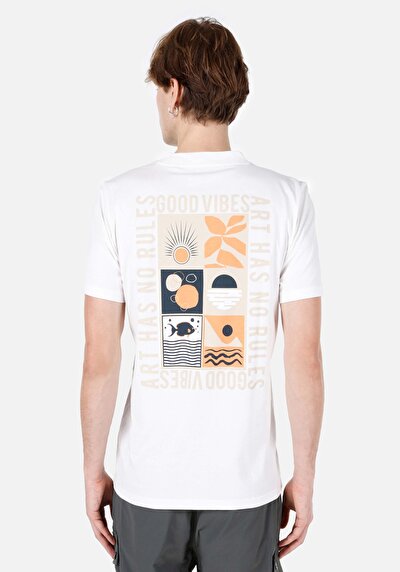 اعرض التفاصيل لـ   رقبة مستديرة مستقيم تي شيرت أبيض بأكمام قصيرة للرجال